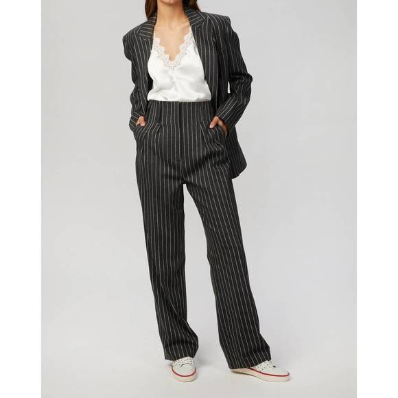 NEW IN THE MOOD FOR LOVE clyde striped pants in antracite - Picture 1 of 5